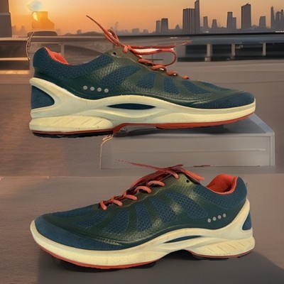 ECCO Biom Women s Size 39 US 8-8.5 Running Shoes Teal Blue Orange Mesh Sneakers
