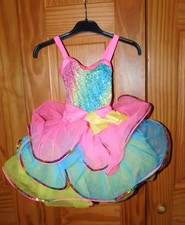 Weissman Multi Color Dance Costume, Tutu Attached And Shorts Size Child Small