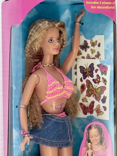 Vintage RARE Barbie Doll Mattel Butterfly Art Tattoo BARBIE 1998 New NRFB - Picture 10 of 21