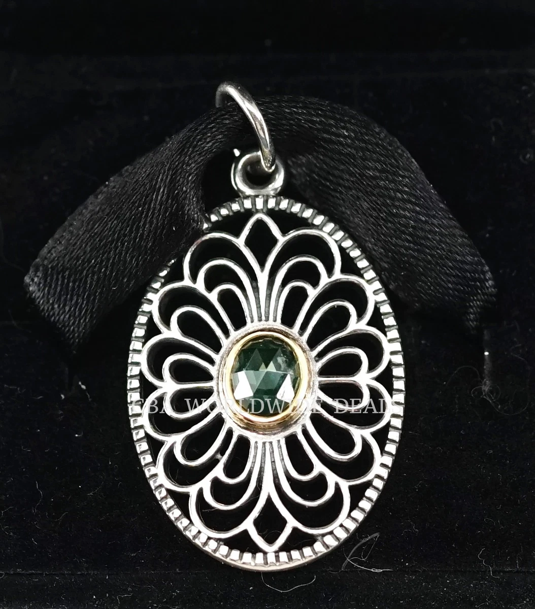 Pandora Silver 14k Gold Vintage Allure Green Pendant 390348SSG eBay