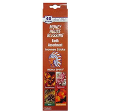 MONEY HOUSE BLESSING (EARTH ASSORTMENT), INDIAN SPIRIT (1 pack of 40 Sticks)