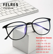 Unisex Square Anti Blue Light Myopia Nearsighted Glasses Fashion Frame Glasses