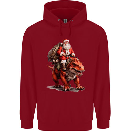 Christmas Santa Riding a Dinosaur Xmas Childrens Kids Hoodie - Picture 3 of 6