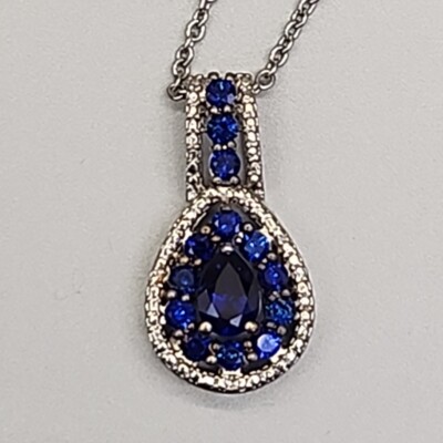 Karis Sapphire Pendant Necklace STS Blue Stone 20''