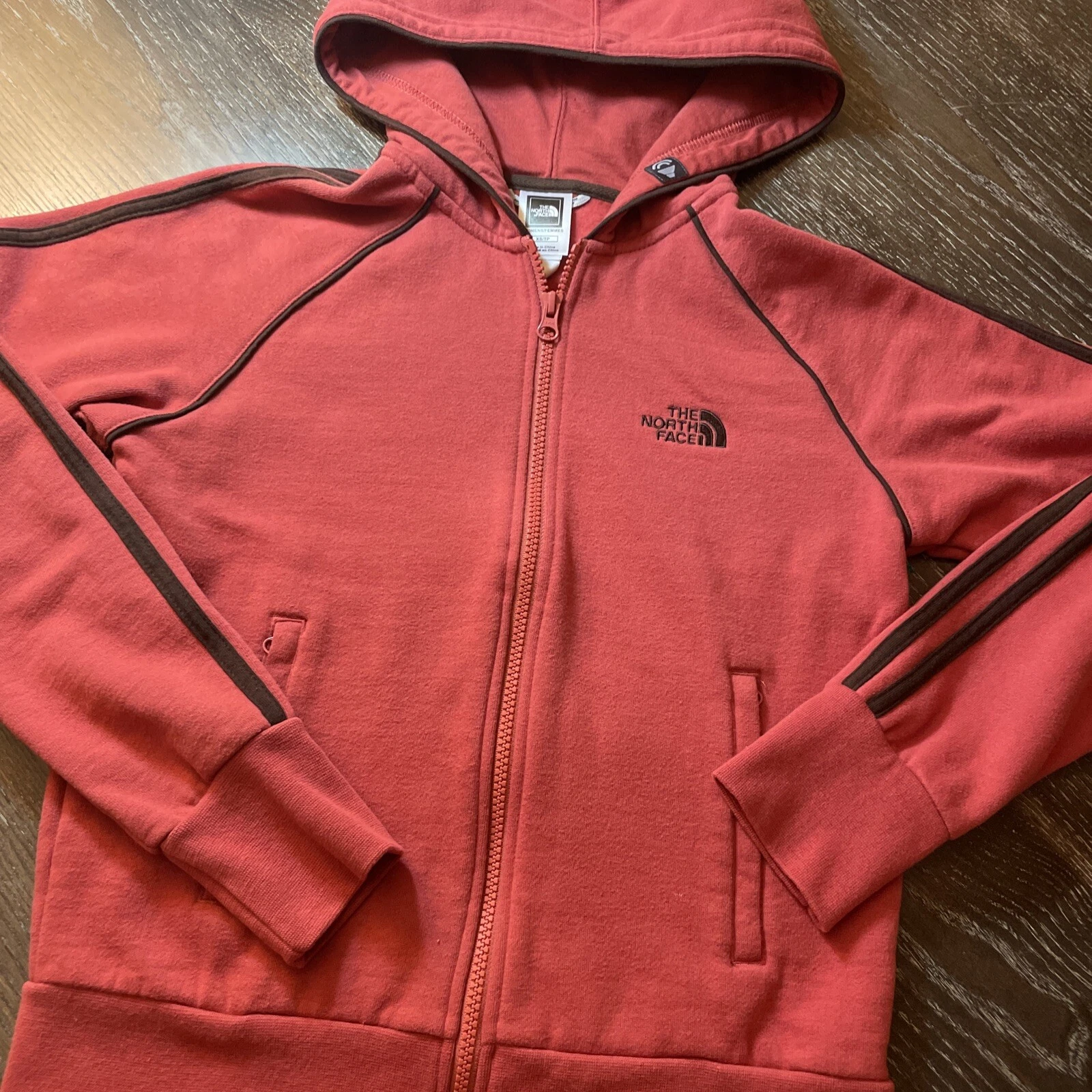 The North Face Vintage XS Tech Womens Hoodie Red Full Zip Sweatshirt
