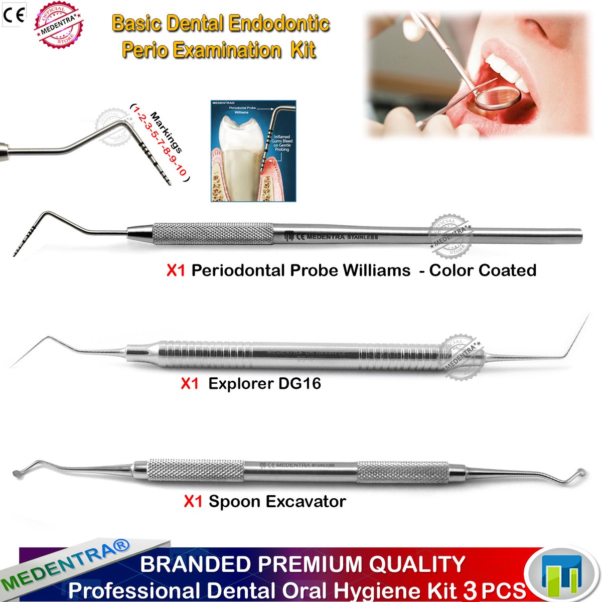 Double Ended Dental Instrument DG16 Dental Explorer - Double-Ended
