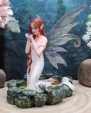 Lavender Fairy Lady Of The Lake Statue 6"Tall Water Elemental Fairy Figurine