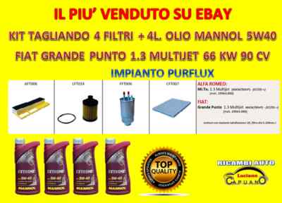 KIT TAGLIANDO FILTRI ORIGINALI OLIO SELENIA FIAT 500 1.3 MULTIJET 55 KW 75 CV - Foto 6