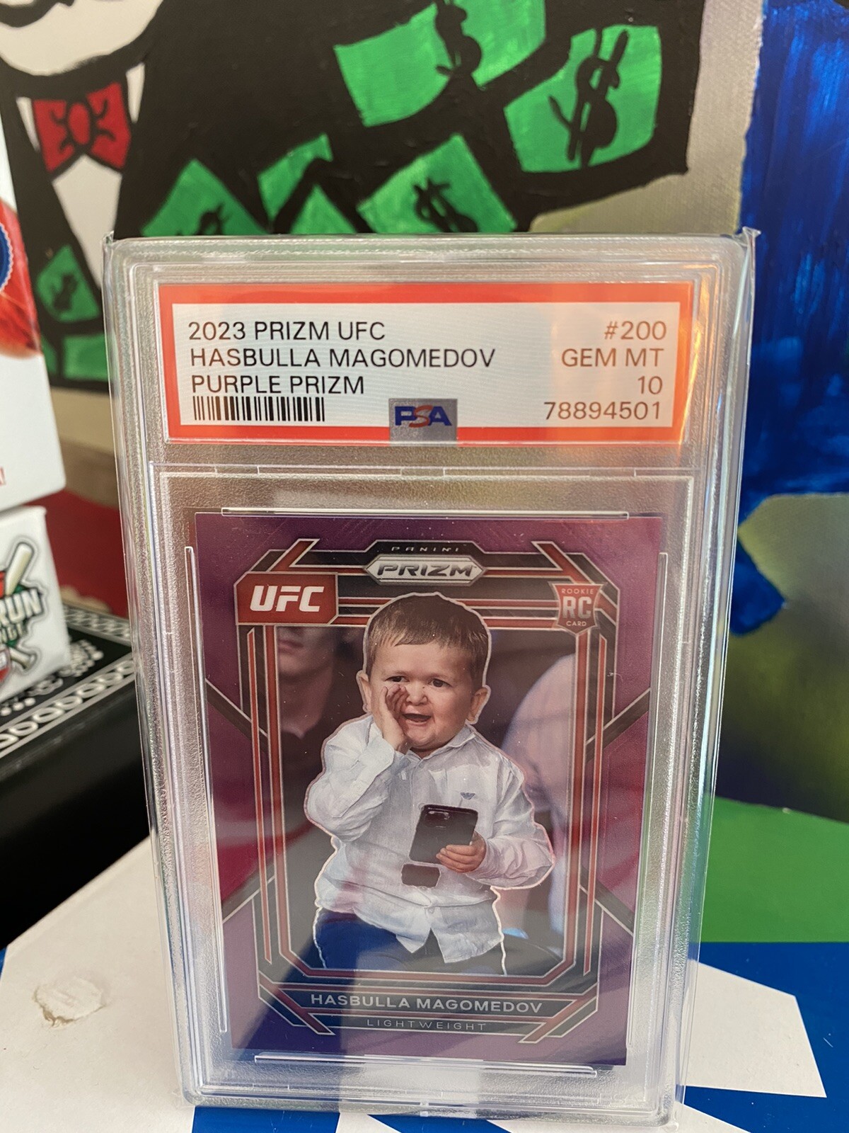 2023 Panini UFC Prizm #200 Hasbulla Magomedov Purple /149 RC PSA 10 Gem Mint