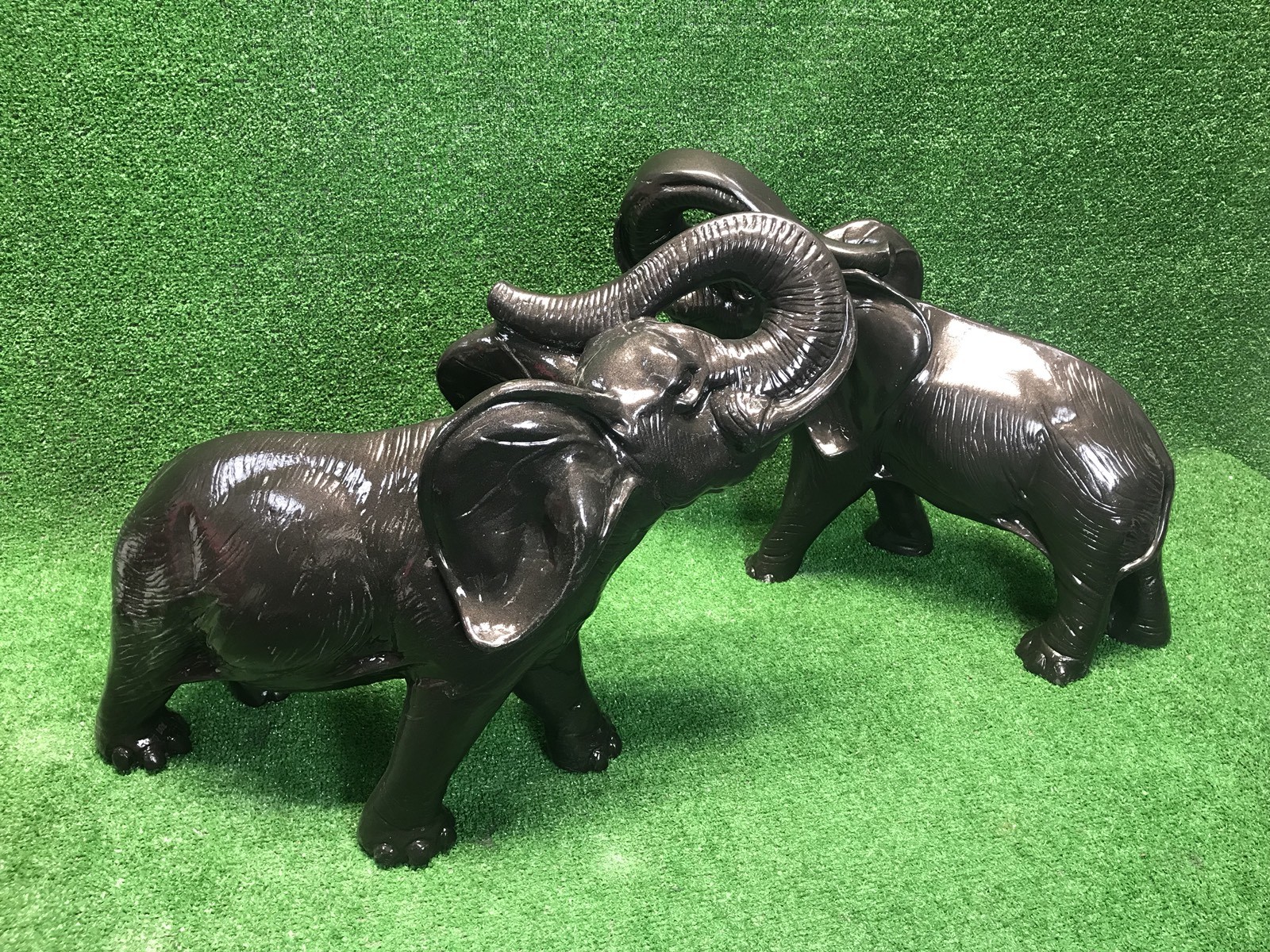 Set Of 2 Large Ceramic Elephants Decorations Figures Fast Free Shipping