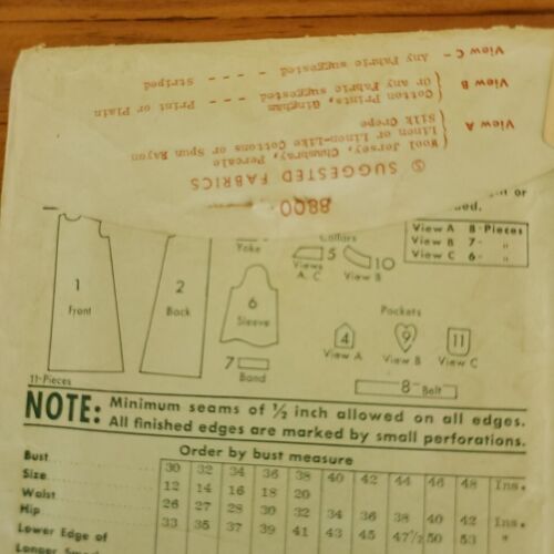 Vintage 1920s Butterick 8800 sewing pattern women's smock, size 14, 32 bust - Picture 3 of 6