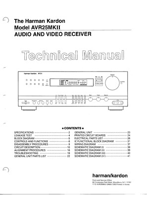 Technical Manual-Anleitung für Harman Kardon AVR 25 MK2 