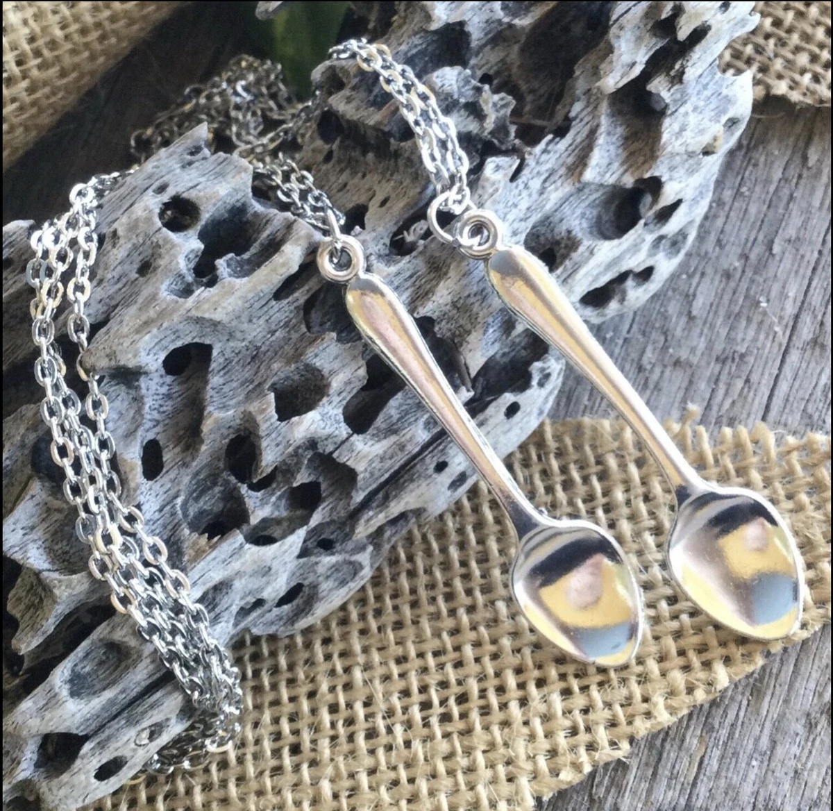 2x Pair Of Mini SPOON Festival Party Pendants Necklace Set Best