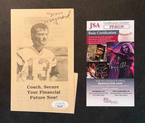 Don Maynard Signed Pamphlet JSA Certified AUTO w/COA New York Jets HOF (d.2022)!