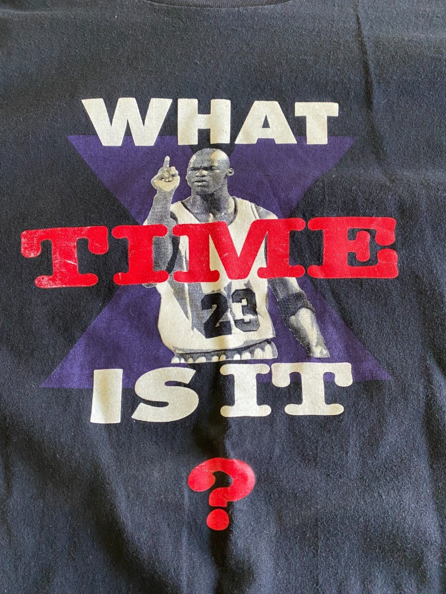 VTG NIKE Michael Jordan What Time Is It? 2 Sided Black T Shirt