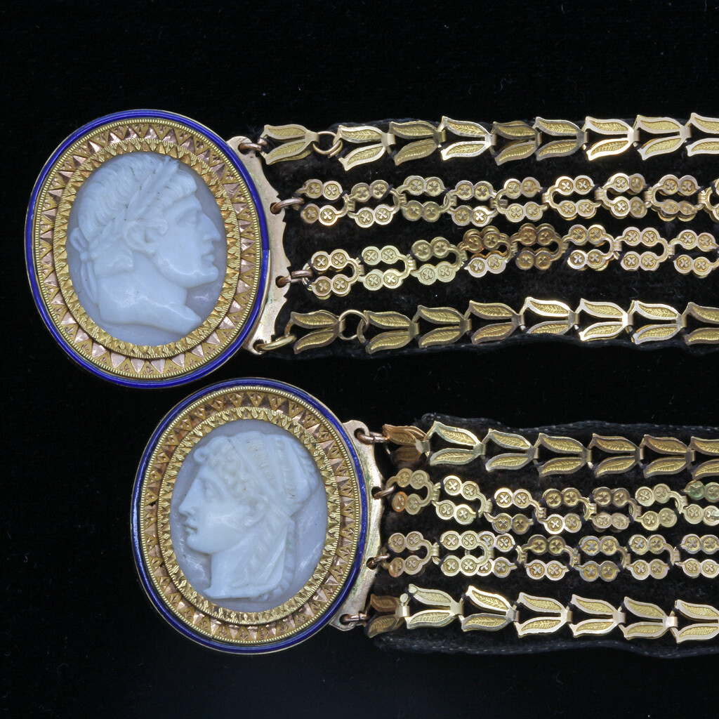 Antique Georgian Bracelets Gold Cameo Napoleon Bonaparte portraits c1804  (5354)