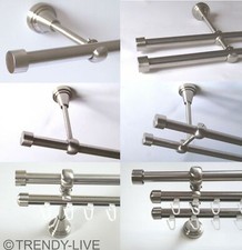 Gardinenstange Edelstahl Rohr VA 16mm Wand- Deckenträger o. Zusatz Innenlauf E16