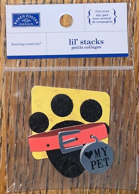 Karen Foster Design Lil  Stacks My Pets Dog Collar Cat Paw Print 3D Stickers