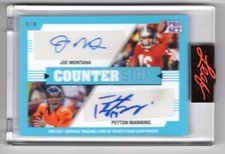 2021 PRO SET LIGHT BLUE PARALLEL DUAL AUTO JOE MONTANA PEYTON MANNING 8/8 HOFERS