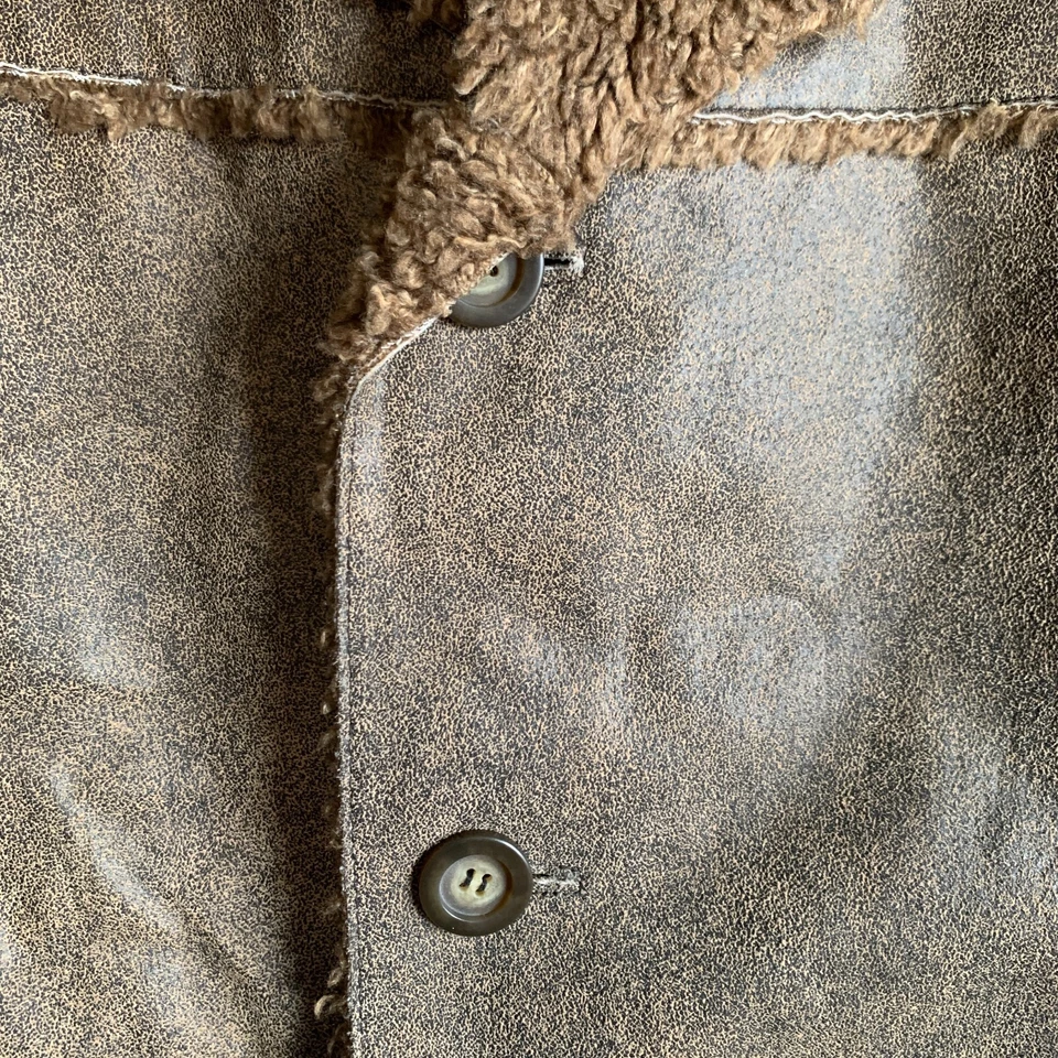 BKG67 Men's Large Genuine Leather Jacket with Faux Fleece Lining Brown BUCKLE - Image 4 of 4