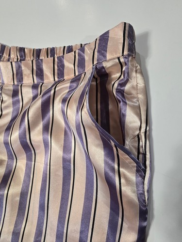 Adore Me Alania Pajama Pant Pockets Contrast Piping Multi Color Stripe Satin XL - Picture 9 of 16