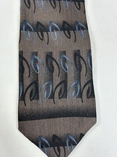 Vtg Axis Mens Necktie Tie Brown Black Blue Geometric Silk Classic Made In USA