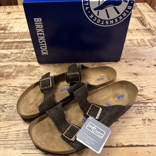 Birkenstock Unisex Arizona Weichbettung Wildleder Leder Sandalen - Mokka