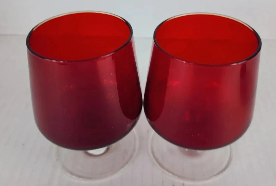 ROYAL RUBY Brandy Snifters set of 2 Anchor Hocking Vintage - Image 3 of 3