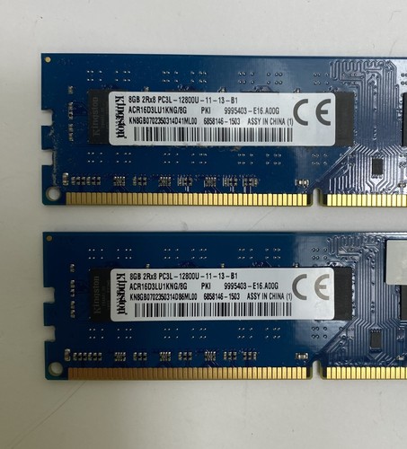 16GB (2x 8GB) Kingston ACR16D3LU1KNG/8G PC3L-12800U 1600MHz DDR3 Computer Memory - Afbeelding 2 van 3