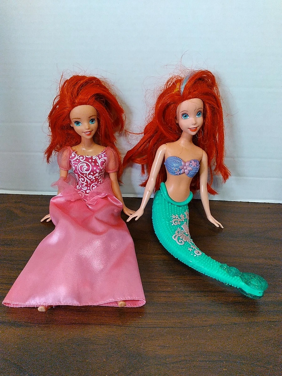 lot of 2 Disney The Little Mermaid Ariel Dolls 2014 2012 by Mattel