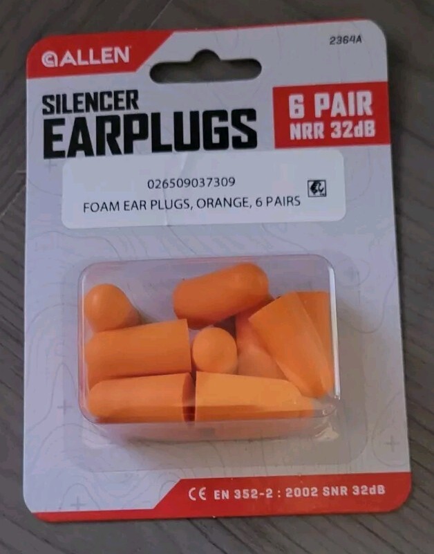 Allen Ear Silencer Ear Plugs 6 Pack Noise Reduction Rating 32 Decibels