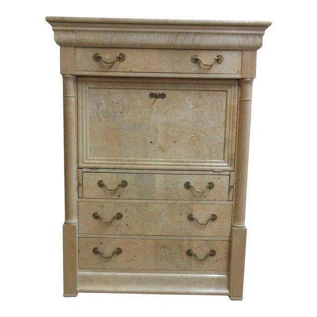 Escritorio Henredon Carlos XV Secretario Abattant Burlwood Foto 2 de 4