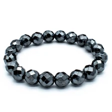Natural Faceted Hematite Stone Bracelet 4 Sizes Black Beads Stretch 4/6/8/10mm