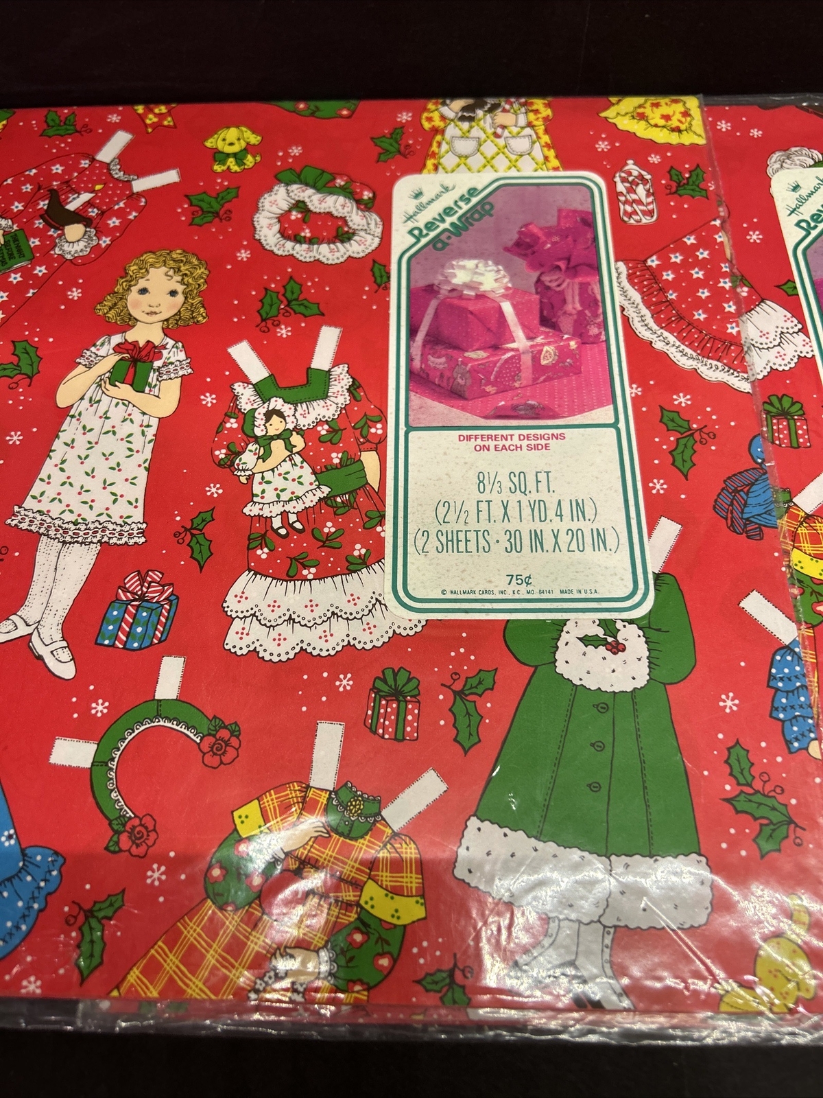 Doll Gift Wrap Reversible  Nos 1980