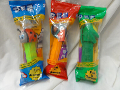 PEZ Lot 3 BUGZ ~ Lady Bug, Fly, Grasshopper  ~ NEW