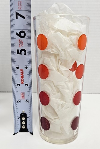 Red To Orange Fade Polka Dot Glass MCM Vintage Tumbler Drinking Glass - Picture 7 of 7
