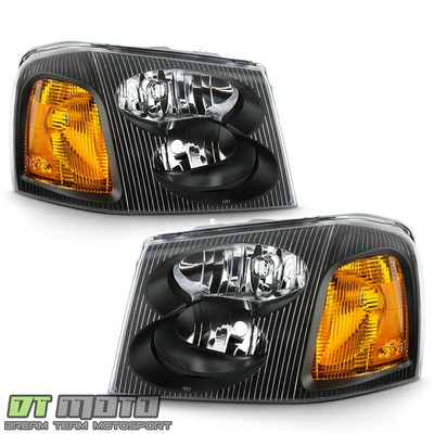 2002-2009 GMC Envoy 02-06 XL Black Headlights Headlamps 