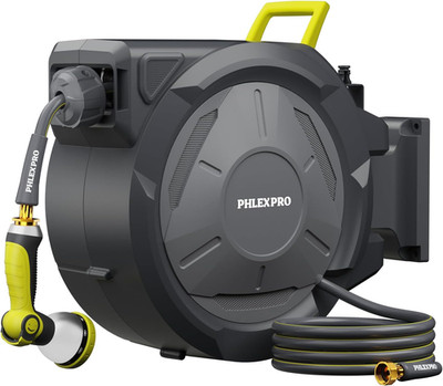 110 FT X 1/2'' Retractable Garden Hose Reel, Heavy Duty Automatic Hose Reel Wall
