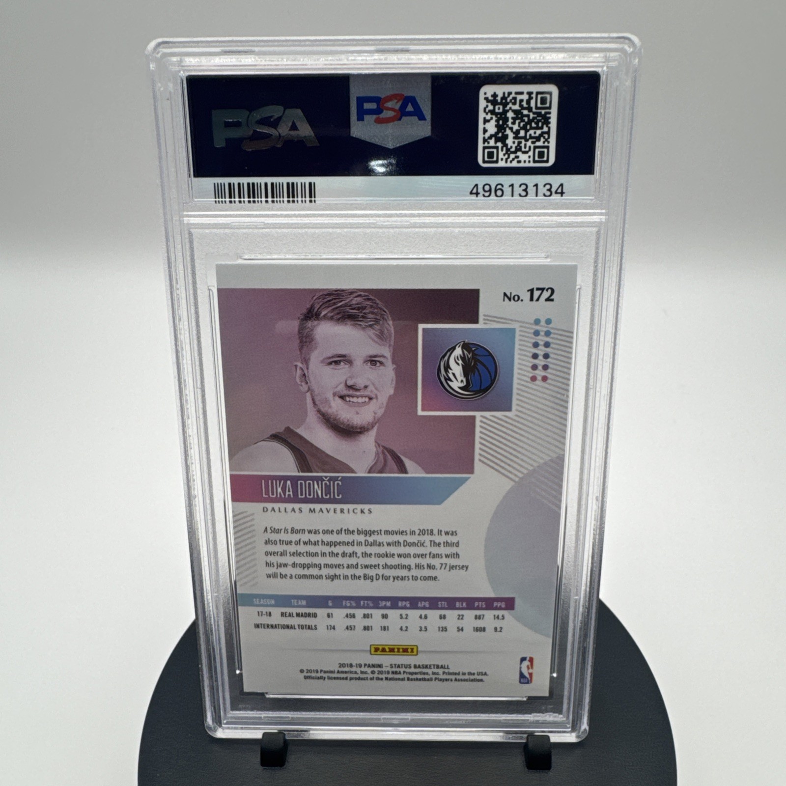 2018 Panini Status Luka Doncic RC #172 PSA 9 view 2