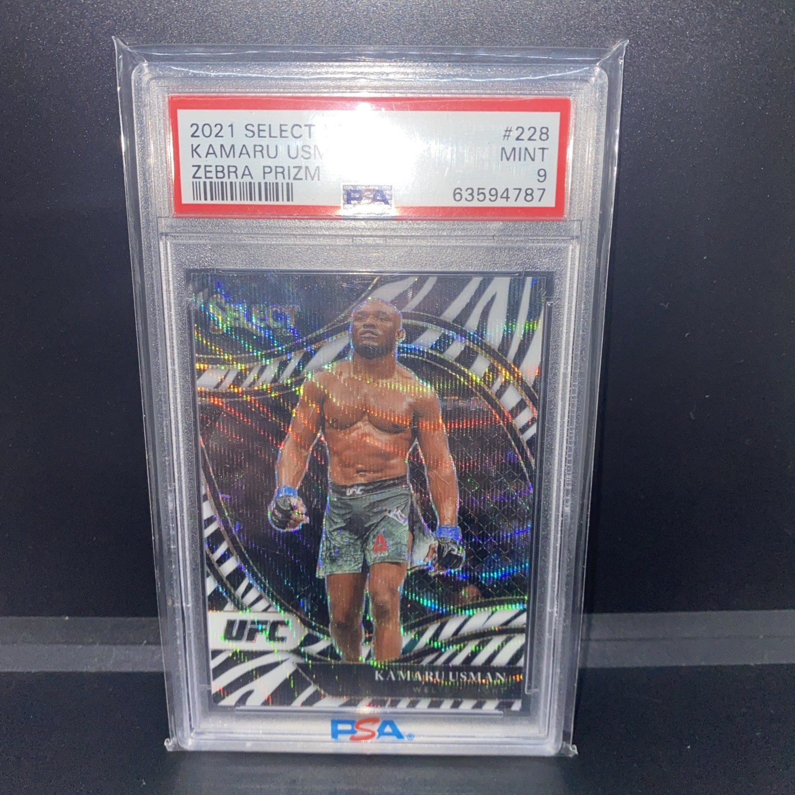 2021 Select UFC Zebra Prizm Kamaru Usman Octagonside SSP PSA 9 🔥