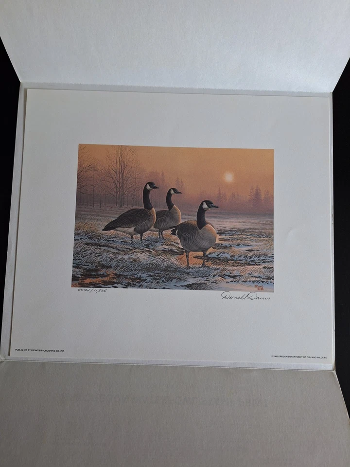 Signed 1988 Oregon Waterfowl Stamp Print Darrell Davis #8594/11825 - Image 3 of 4