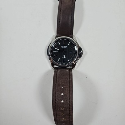 Citizen Eco-Drive Men s Watch H205-S107916 Black Dial Brown Leather Solar WR100