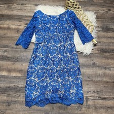 Eliza J Lace Overlay Blue Sheath Dress Women's Size 6