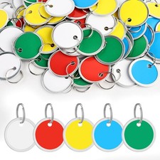 100pcs Metal Rim Key Tags Round Paper Tags with Metal Rings for Car Keys and ...