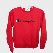 Champion Boy's Script Logo Pullover Sweatshirt Red Size M