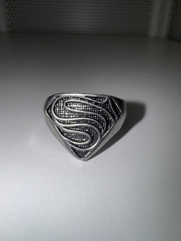 Superhero Inspired “S” Shield Ring Silver Tone Size 9? Vintage Sterling Silver