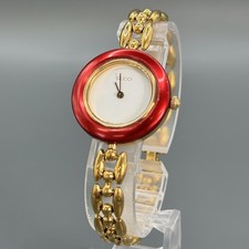  Near MINT GUCCI Change Bezel 11/12.2 Gold Quartz Ladies Watch Working
