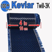 4 in x 100 FT - made with KEVLAR-CARBON FIBER ARAMID  Fabric - 3K/2K-200g- Blue