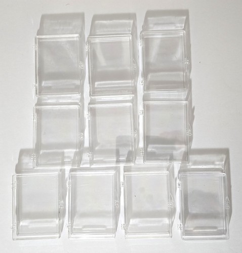 Lot of 10 Hinged Plastic Cases. Trading Card Holder / Boxes Holds 10 to 15 Cards