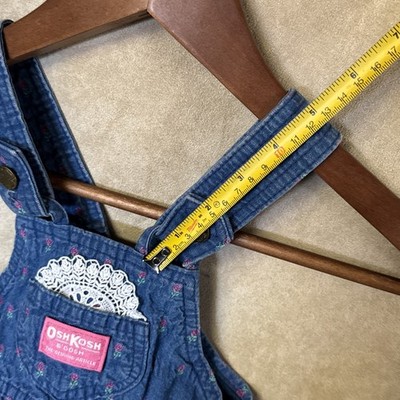 Vintage OshKosh B'gosh Vestbak Denim Overall Floral Rose Dress 24
